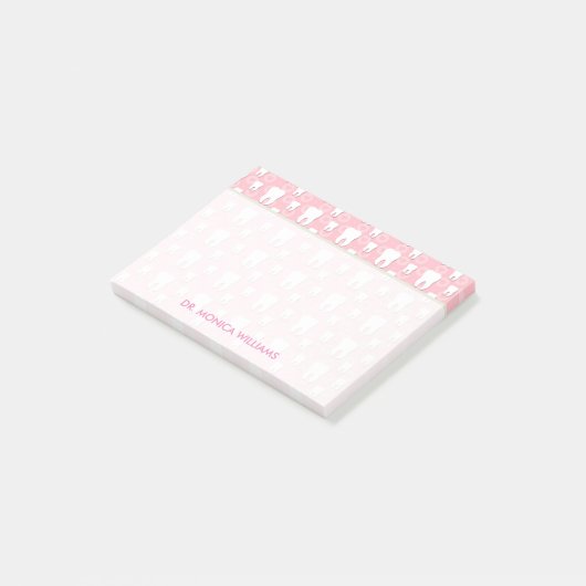 Ihr Text | Niedliche rosa Zähne Post-it Klebezettel (angewinkelt)