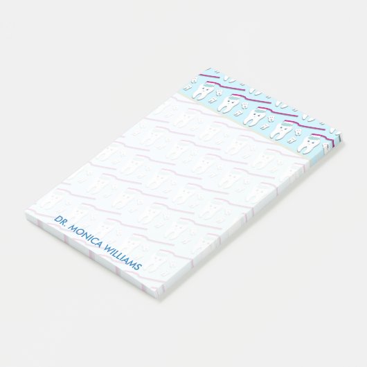 Ihr Text | Niedliche Zähne und Zahnbürsten Post-it Klebezettel (angewinkelt)