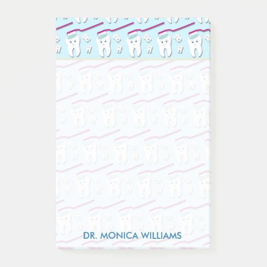 Ihr Text | Niedliche Zähne und Zahnbürsten Post-it Klebezettel (Vorderseite)