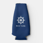 Ihr Text oder Bootsname Schiffsrad Steuerrad Flaschenkühler (Vorderseite)