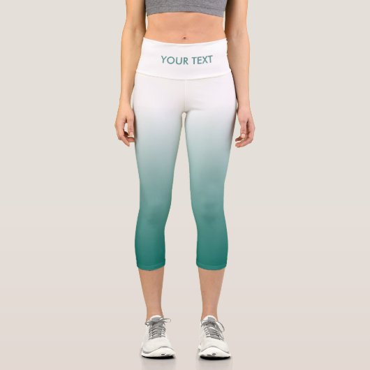 Ihr Text oder Ihr Name Aquamarin Blue Green Womens Capri Leggings (Vorderseite)