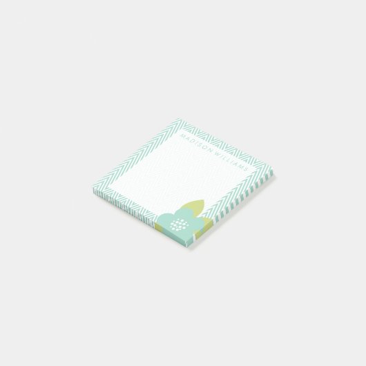 Ihr Text | Pastell floral Zickzack Post-it Klebezettel (angewinkelt)