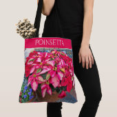 Ihr Text: Poinsettia Weihnachts-Blume-Foto Tasche (Von Nahem)