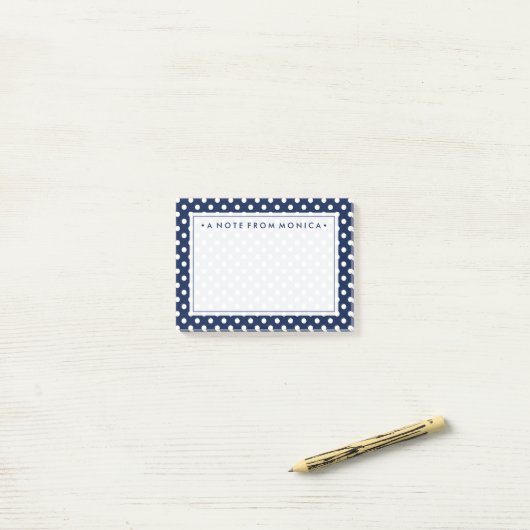 Ihr Text | Polka Dot Pattern Post-it Klebezettel (Auf Schreibtisch)