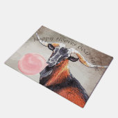 IHR TEXT Schau dir diese Horns Ziege mit Bubblegum Fußmatte (Schrägansicht)