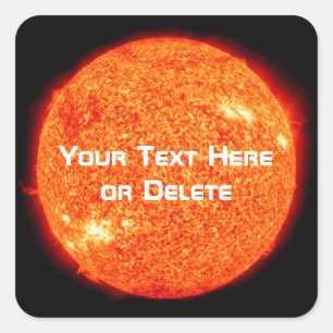 Ihr Text/Schriftart Fiery Bright Orange Sun Solar  Quadratischer Aufkleber