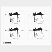 Ihr Text - Schwarzes Katzenzeichen Pose 3 Rechteckiger Aufkleber (Blatt)