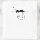 Ihr Text - Schwarzes Katzenzeichen Pose 4 Ovaler Aufkleber (Tasche)