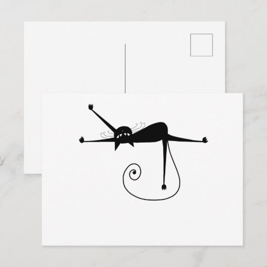 Ihr Text - Schwarzes Katzenzeichen Pose 4 Postkarte (Vorne/Hinten)