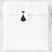 Ihr Text - Schwarzes Katzenzeichen Pose 7 Poster Quadratischer Aufkleber (Tasche)