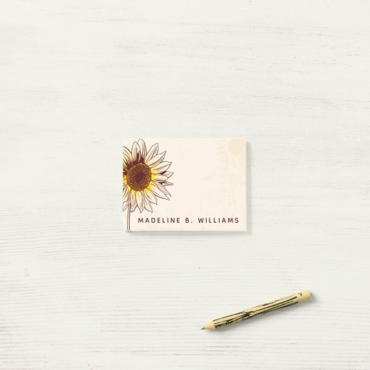 Ihr Text | Sonnige Sonnenblume Post-it Klebezettel (Auf Schreibtisch)