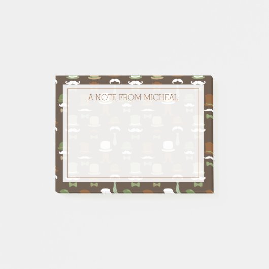 Ihr Text | Top Hat Mustache Post-it Klebezettel (Vorderseite)