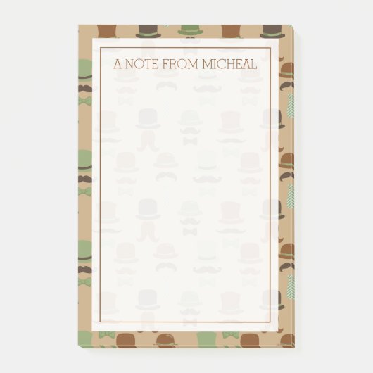 Ihr Text | Top Hat Mustache Post-it Klebezettel (Vorderseite)