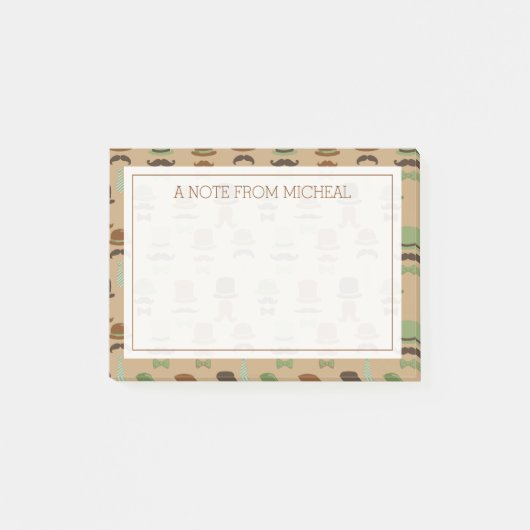 Ihr Text | Top Hat Mustache Post-it Klebezettel (Vorderseite)