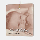 Ihr Text und Baby-Foto Meine ersten Weihnachten Keramikornament (Links)