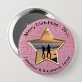 Ihr Text und Foto: Rosa Star-Form-Bildrahmen Button (Vorne & Hinten)