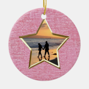 Ihr Text und Foto: Rosa Star-Form-Bildrahmen Keramik Ornament