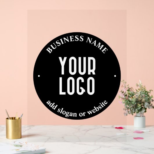 Ihr Text- und hochgeladenes Logo | Editierbar schw Acrylschild (Hochzeit)