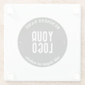 Ihr Text- und hochgeladenes Logo | Editierbar schw Glasuntersetzer (Rückseite)