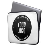 Ihr Text- und hochgeladenes Logo | Editierbar schw Laptopschutzhülle (Vorderseite Links)