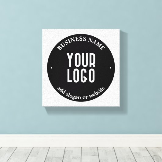 Ihr Text- und hochgeladenes Logo | Editierbar schw Leinwanddruck (Insitu (Holzboden))