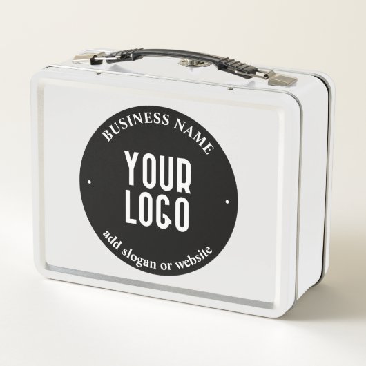 Ihr Text- und hochgeladenes Logo | Editierbar schw Metall Brotdose (Rückseite)
