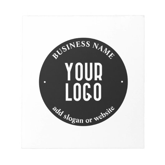 Ihr Text- und hochgeladenes Logo | Editierbar schw Notizblock (Vorderseite)