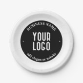 Ihr Text- und hochgeladenes Logo | Editierbar schw Pappteller (Vorderseite)