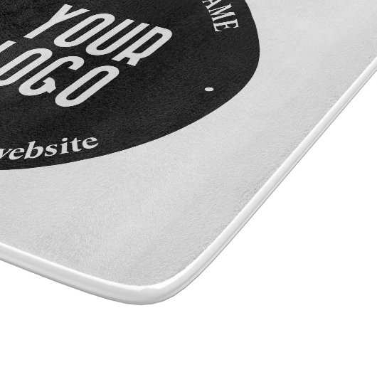 Ihr Text- und hochgeladenes Logo | Editierbar schw Schneidebrett (Ecke)