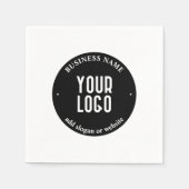 Ihr Text- und hochgeladenes Logo | Editierbar schw Serviette (Vorderseite)