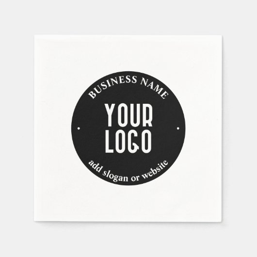 Ihr Text- und hochgeladenes Logo | Editierbar schw Serviette (Vorderseite)