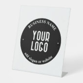 Ihr Text- und hochgeladenes Logo | Editierbar schw Sockelschild (Vorderseite)