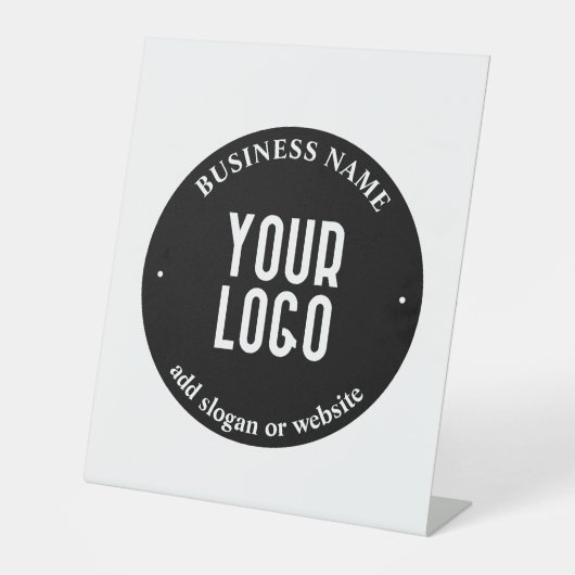 Ihr Text- und hochgeladenes Logo | Editierbar schw Sockelschild (Vorderseite)
