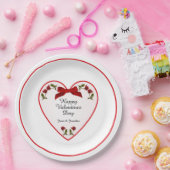 Ihr Text-Valentinstag - Rote Rosen Blumenmuster-Fo Pappteller (Party)