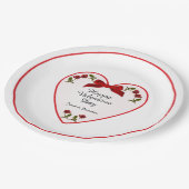 Ihr Text-Valentinstag - Rote Rosen Blumenmuster-Fo Pappteller (Schrägansicht)