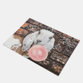 IHR TEXT Weiße Nubische Ziege mit Bubblegum Fußmatte (Schrägansicht)