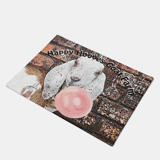 IHR TEXT Weiße Nubische Ziege mit Bubblegum Fußmatte (Schrägansicht)