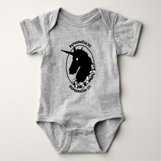 IHR TEXT Zombie Unicorn Baby Strampler (Vorderseite)