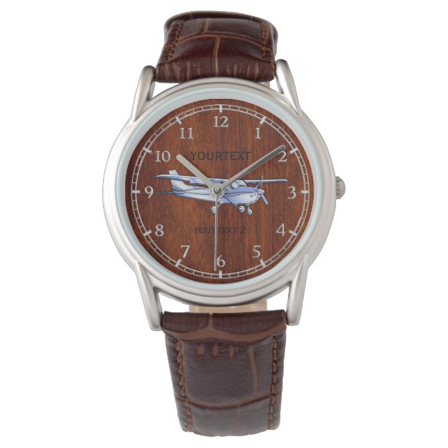 Ihr Textflugzeug Classic Cessna Flying Mahogany Armbanduhr (Vorderseite)