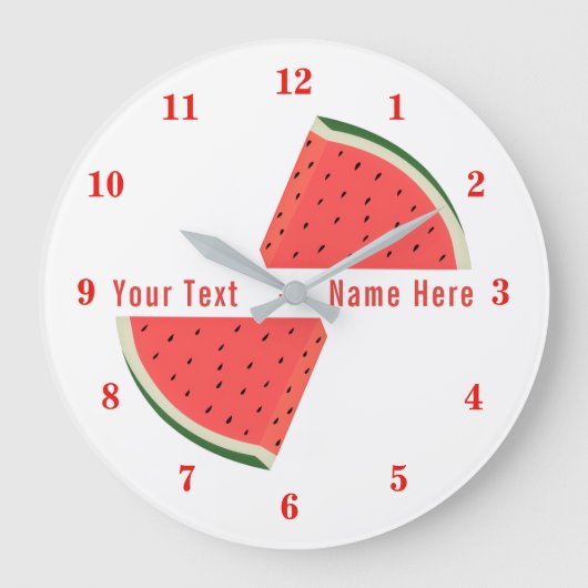Ihr Textname Kitchenette mit Fresh Watermelon Große Wanduhr (Vorderseite)