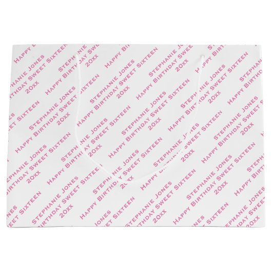 Ihr Texttyp über Print, Rosa/Weiß Große Geschenktüte (Vorderseite)