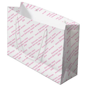 Ihr Texttyp über Print, Rosa/Weiß Große Geschenktüte