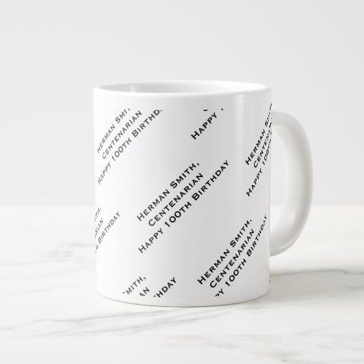 Ihr Texttyp über Schwarz/Weiß Jumbo-Tasse (Vorderseite Rechts)