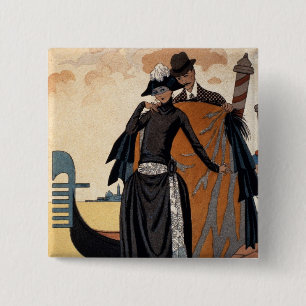Ihr und er, Mode Illustration, 1921 (pochoir p Button