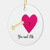 Ihr und ich Herz und Schlüssel Keramik Ornament (Links)