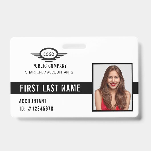 Ihr Unternehmen Logo Foto Name ID Abzeichen Ausweis (Vorderseite)
