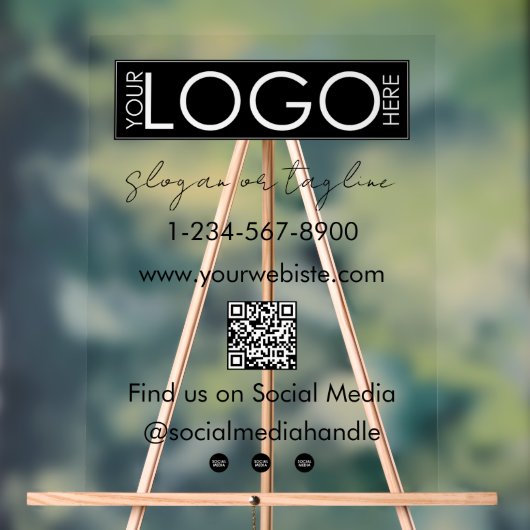 Ihr Unternehmen Logo speichern QR Code Social Medi Acrylschild (Neutral)