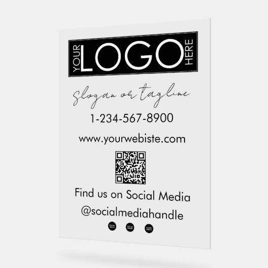 Ihr Unternehmen Logo speichern QR Code Social Medi Acrylschild (Winkel)