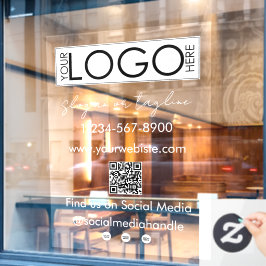 Ihr Unternehmen Logo speichern QR Code Social Medi Fensteraufkleber