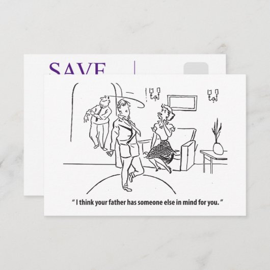 Ihr Vater hat noch jemand im Sinn, lustig Save The Date (Vorne/Hinten)